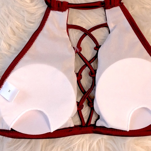 Bikini Top Halter Style Burgundy/Red Size X-small - Picture 4 of 8